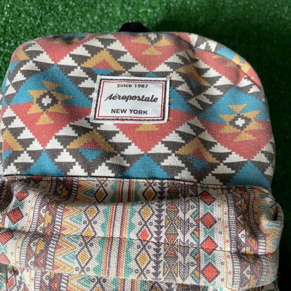 Aeropostale Geometric Pattern Bohemian Style Pockets Medium Backpack Bookbag - Picture 4 of 15